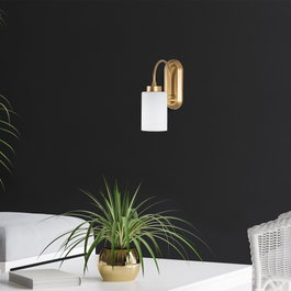Opviq Lámpara de pared dorada con tapa de cristal